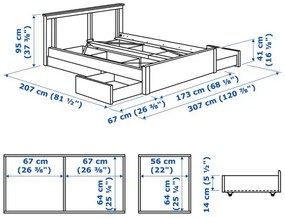 SONGESAND σκελετός κρεβατιού με 4 κουτιά αποθήκευσης, 160X200 cm 992.411.66