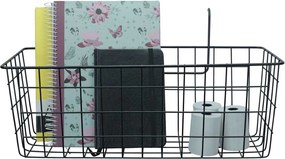 Μεταλλικό Κρεμαστο Καλάθι 38x15x20cm Άσπρο ή Μαύρο - Μαύρο