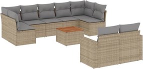 vidaXL Patio Sofa Set 9-θέσια Μικτό μπεζ και γκρι