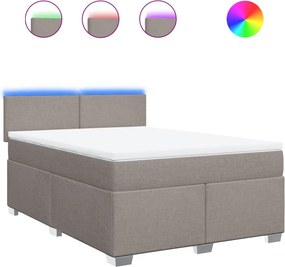 vidaXL Κρεβάτι Boxspring με Στρώμα Taupe 140x200 εκ. Υφασμάτινο