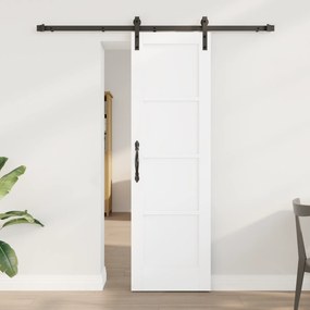 vidaXL Συρόμενη Πόρτα με Σετ Εξαρτημάτων Λευκή 61x198.5 εκ. Συμπαγές Ξύλο Πεύκου