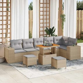 vidaXL Σετ Καναπέ Κήπου 9 pcs Μπεζ συνθετικό ρατάν