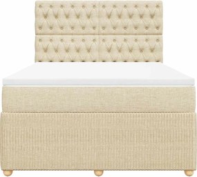 vidaXL Κρεβάτι Boxspring με Στρώμα Κρεμ 140x190 εκ. Υφασμάτινο