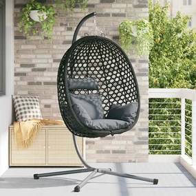 vidaXL Κρεμαστή καρέκλα αυγό Ανθρακί και μαύρο 104 x 100 x 191 εκ