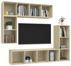 vidaXL Σετ Επίπλων Τηλεόρασης 4 Τεμαχίων Sonoma Δρυς Επεξ. Ξύλο