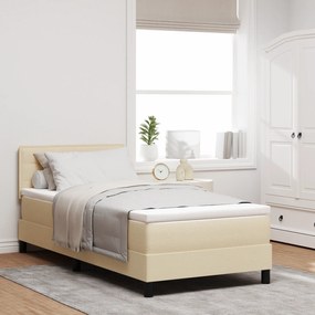 vidaXL κρεβάτι με ελατήριο  και στρώμα μπεζ 90x200 εκ. ύφασμα