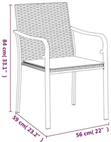 Καρέκλες Κήπου 2 τεμ. Καφέ 56x59x84 εκ. Συνθ. Ρατάν &amp; Μαξιλάρια - Καφέ
