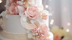 Σετ των 2 Intra Συλλεκτικό Ξύλινο Παζλ Plywood 4mm - Λευκή τούρτα με ροζ τριαντάφυλλα και πέρλες Σε Ξύλινο Κουτί - Διαστάσεις: 10x10 cm – 25 κομμάτια