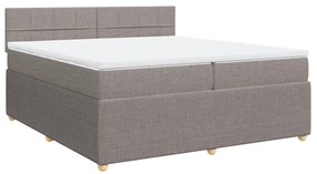 Κρεβάτι Boxspring με Στρώμα Taupe 200x200 εκ. Υφασμάτινο - Μπεζ-Γκρι