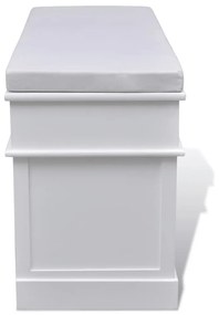 Ξύλινος Πάγκος Παπουτσοθήκη Εισόδου με Μαξιλαρι 5 Συρτάρια Λευκό - Λευκό