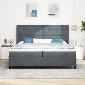 vidaXL Στρώμα Κρεβατιού με Στρώμα Σκούρο Γκρι 200x200 εκ Βελούδο