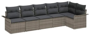 vidaXL Σετ Καναπέ Κήπου με μαξιλάρι 6 pcs Γκρι Πολυ ράταν