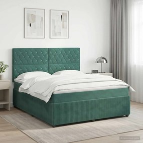 vidaXL Κρεβάτι box spring με στρώμα Σκούρο Πράσινο 140 x 190 cm