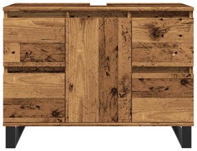 vidaXL Ντουλάπι νιπτήρα μπάνιου Παλιό ξύλο 80x33x60 cm