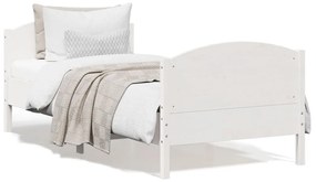 Πλαίσιο Κρεβατιού με Κεφαλάρι Λευκό 90x200 εκ Μασίφ Ξύλο Πεύκου