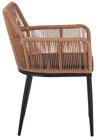 Καρέκλα - Πολυθρόνα Naoki pe rattan - metal σε Φυσικό με μαύρα πόδια/μαξιλάρι 59x62.5x78 εκ. 59x62.5x78 εκ.