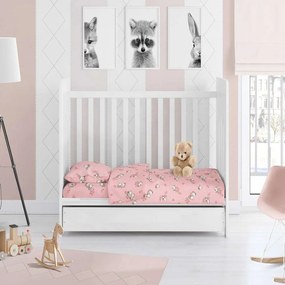 Σεντόνι Βρεφικό Με Λάστιχο Birds 15 Pink DimCol Cradle 70x155cm 100% Βαμβακερή Φανέλα