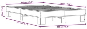 Πλαίσιο Κρεβατιού Sonoma Δρυς 120x190 εκ. Επεξ. Ξύλο &amp; Μέταλλο - Καφέ