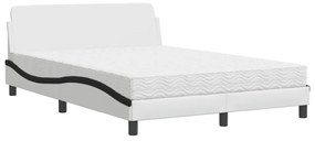 vidaXL Κρεβάτι με Στρώμα Dover Μαύρο/Λευκό 140x200 εκ. από Συνθετικό Δέρμα