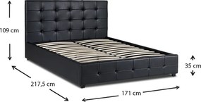 Κρεβάτι Iro Megapap από τεχνόδερμα με αποθηκευτικό χώρο χρώμα μαύρο 160x200εκ.