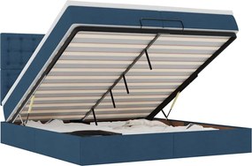 vidaXL Οθωμανικό κρεβάτι με στρώματα μπλε 200x200cm ύφασμα