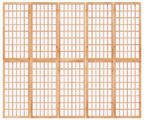 Παραβάν Ιαπωνικού Στιλ με 5 Πάνελ Πτυσσόμενο 200 x 170 εκ. - Καφέ
