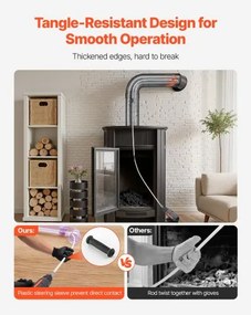 VEVOR Chimney Sweep Kit, 12m Maximum Extendable Length Chimney Sweep, Chimneys Cleaning Kit with Bristle Replacements &amp; Goggles, 90° Bendable Fireplace Cleaning Tool, for Square, Rectangle Chimneys