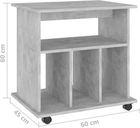 vidaXL Ντουλάπι Τροχήλατο Γκρι Σκυρ. 60 x 45 x 60 εκ. από Επεξ. Ξύλο