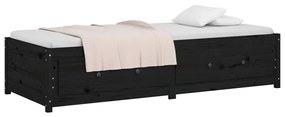 Κρεβάτι LED Μαύρο 75x190 εκ Μασίφ Ξύλο Πεύκου Small Single - Μαύρο