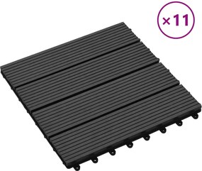 vidaXL Πλάκα Κατασκευής 11 pcs Μαύρο 30 x 30 cm WPC