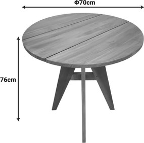 Τραπέζι Cadrada pakoworld teak ξύλο σε φυσική απόχρωση Φ70x76εκ