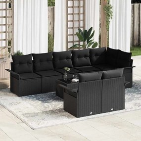 vidaXL Σετ Καναπέ Κήπου με μαξιλάρι 9 pcs Μαύρο Πολυ ράταν