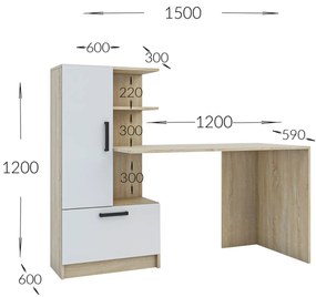 Γραφείο Standart Σονόμα Λευκό 150x59x120cm - GR-STANDARDDESK