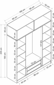 Τετραφυλλη Ντουλαπα Λευκο KALEO 52x180x235