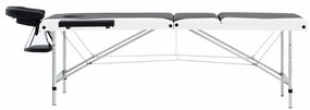 vidaXL Κρεβάτι Μασάζ Πτυσσόμενο 3 Θέσεων Μαύρο / Λευκό Αλουμινίου