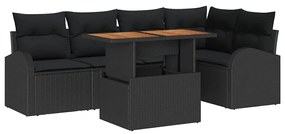 vidaXL Σετ Καναπέ Κήπου με αποθήκευση 6 pcs Μαύρο Πολυ ράταν