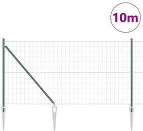 vidaXL Ευρωπαϊκή Περίφραξη με 7 ατράκτους 1.4x10 μ Γαλβανισμένο Ατσάλι Πράσινο