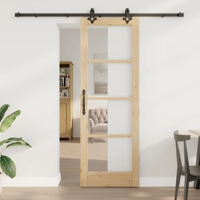 vidaXL Συρόμενη Πόρτα με Σέτα Υλικών 73.5x211 εκ Μασίφ Ξύλου Πεύκου