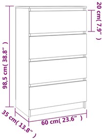 Συρταριέρα Γκρι Σκυροδέματος 60x35x98,5 εκ. Επεξεργασμένο Ξύλο - Γκρι