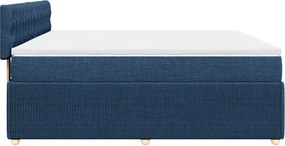vidaXL Κρεβάτι Boxspring με Στρώμα Μπλε 200x200 εκ. Υφασμάτινο
