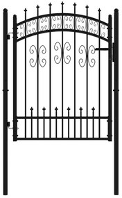 vidaXL Πόρτα Περίφραξης με Κορυφή Δόρυ Μαύρη 103x125 εκ. από Ατσάλι με Ηλεκτροστατική Βαφή