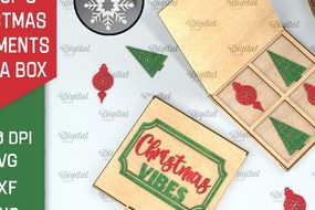 Intra απο ξύλο plywood 3mm-4mm πάχος Χριστουγεννιάτικα στολίδια με κουτί Δίασταση 3x3 cm INTRAFABR-104758137