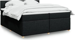 vidaXL Κρεβάτι Boxspring με Στρώμα Μαύρο 200x200 εκ. Υφασμάτινο