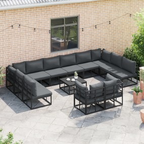 vidaXL Σετ Καναπέ Κήπου 13 pcs Μαύρο 70 x 70 x 32 εκ Αλουμίνιο
