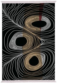 ΧΑΛΙ ΣΑΛΟΝΙΟΥ ME ΚΡΟΣΙΑ JOSIANE ΜΑΥΡΟ - ΧΡΥΣΟ - ΓΚΡΙ HM7723.27 180X280 εκ.