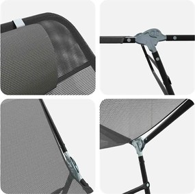 vidaXL Πτυσσόμενη ξαπλώστρα Γκρι 182 x 55 x 85,5 εκ Textilene
