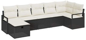 vidaXL Σετ Καναπέ Κήπου 7 pcs Μαύρο και κρεμ 287 x 122 x 85 εκ
