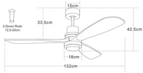 Ανεμιστήρας Οροφής 132cm με Φως και Τηλεχειριστήριο Μπεζ