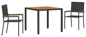 vidaXL Σέτ φαγητού για κήπο 3 pcs Μαύρο, Καφέ 90 x 90 x 75 cm