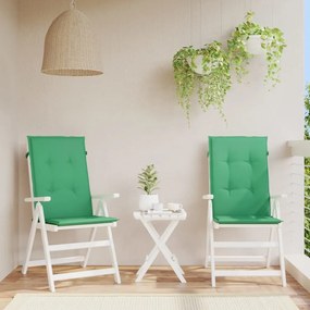 Μαξιλάρια Καρέκλας Κήπου με Πλάτη 2 τεμ. Πράσινα 120x50x3 εκ. - Πράσινο